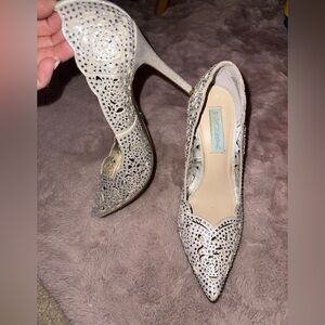 Betsey Johnson Glittering Silver Cut-Out Heels